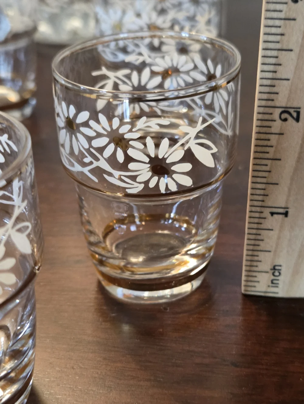 Mid Century Tchecover Of Belgium Daisy Stackable Cordial Glasses